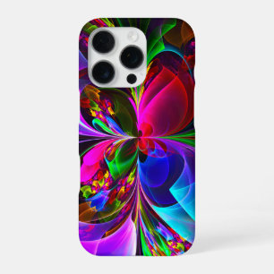 Moderne Abstracte Bloemkunst Rood Blauw Patroon #1 iPhone 16 Pro Hoesje