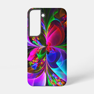 Moderne Abstracte Bloemkunst Rood Blauw Patroon #1 Samsung Galaxy Hoesje