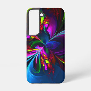 Moderne Abstracte Bloemkunst Rood Blauw Patroon #1 Samsung Galaxy Hoesje