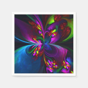 Moderne Abstracte Bloemkunst Rood Blauw Patroon #1 Servet