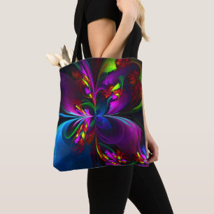 Moderne Abstracte Bloemkunst Rood Blauw Patroon #1 Tote Bag