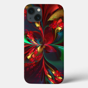 Moderne Abstracte Bloemkunst Rood Groen Patroon #1 Case-Mate iPhone Case