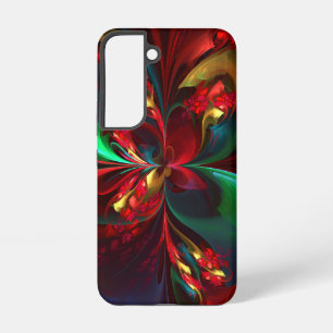 Moderne Abstracte Bloemkunst Rood Groen Patroon #1 Samsung Galaxy Hoesje