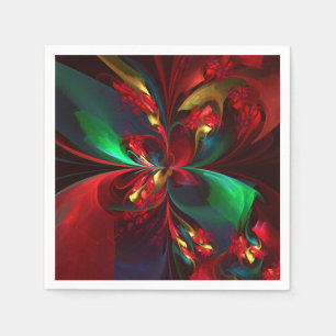 Moderne Abstracte Bloemkunst Rood Groen Patroon #1 Servet