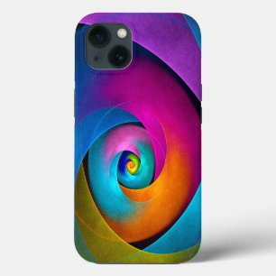 Moderne Abstracte Bloemkunst Roze Blauwe Patroon # iPhone 13 Hoesje