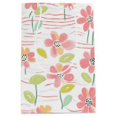 Moderne Abstracte Bloemlijn Patroon (3) Medium Cadeauzakje (Voorkant)