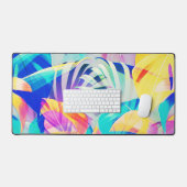 Moderne Abstracte bloempastel kleur Bureaumat (Keyboard & Muis)