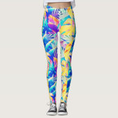 Moderne Abstracte bloempastel kleur Leggings (Voorkant)