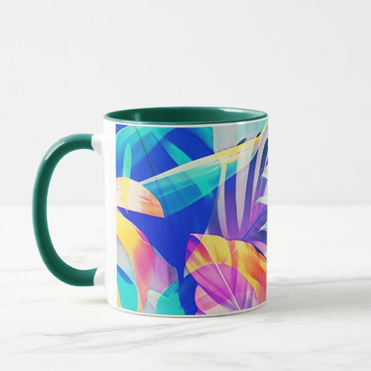 Moderne Abstracte bloempastel kleur Mok (Links)