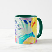 Moderne Abstracte bloempastel kleur Mok (Voorkant rechts)