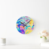 Moderne Abstracte bloempastel kleur Ronde Klok (Huis)