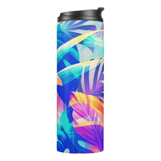 Moderne Abstracte bloempastel kleur Thermosbeker (Gedraaid links)
