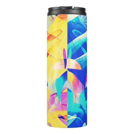 Moderne Abstracte bloempastel kleur Thermosbeker (Achterkant)