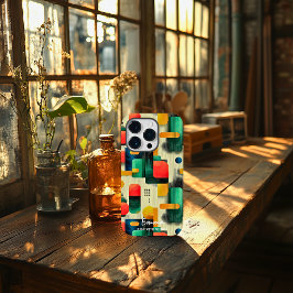 Moderne Abstracte blokken met gepersonaliseerde na Case-Mate iPhone 14 Pro Hoesje