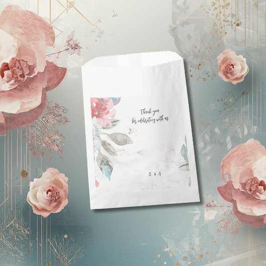Moderne Abstracte Blos Roos & Wilde Bloem Bruiloft Bedankzakje