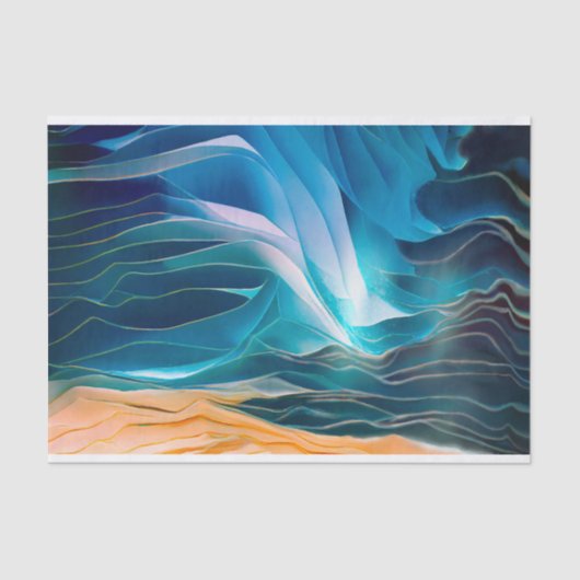 Moderne Abstracte Blue Beach Wave Tissuepapier (Voorkant)
