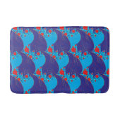 Moderne abstracte BLUE en rode regenboogdruppels Badmat (Voorkant)