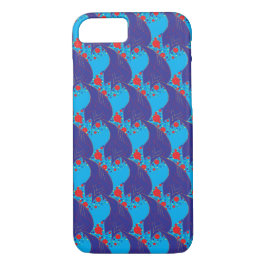 Moderne abstracte BLUE en rode regenboogdruppels Case-Mate iPhone Case