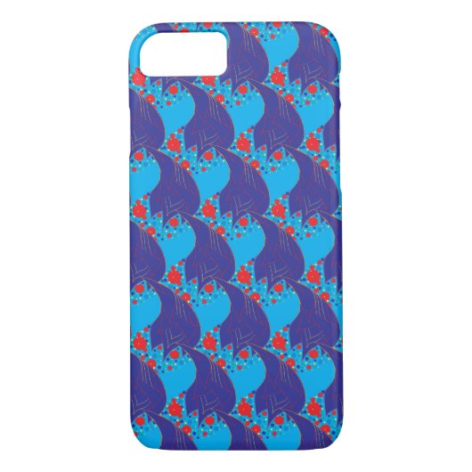Moderne abstracte BLUE en rode regenboogdruppels Case-Mate iPhone Case (Achterkant)