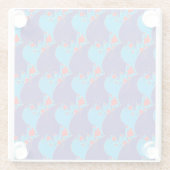 Moderne abstracte BLUE en rode regenboogdruppels Glazen Onderzetter (Achterkant)