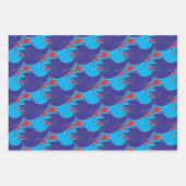 Moderne abstracte BLUE en rode regenboogdruppels Inpakpapier Vel (Voorkant)