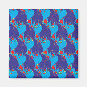 Moderne abstracte BLUE en rode regenboogdruppels Magneet (Voorkant)