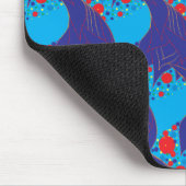 Moderne abstracte BLUE en rode regenboogdruppels Muismat (Hoek)