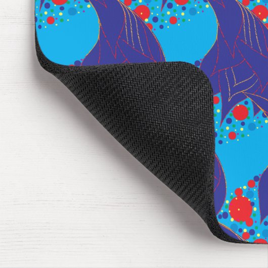 Moderne abstracte BLUE en rode regenboogdruppels Muismat (Hoek)