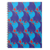 Moderne abstracte BLUE en rode regenboogdruppels Notitieboek (Voorkant)