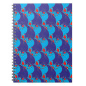 Moderne abstracte BLUE en rode regenboogdruppels Notitieboek (Voorkant)