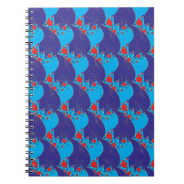 Moderne abstracte BLUE en rode regenboogdruppels Notitieboek