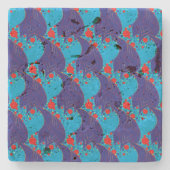 Moderne abstracte BLUE en rode regenboogdruppels Stenen Onderzetter (Voorkant)