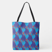 Moderne abstracte BLUE en rode regenboogdruppels Tote Bag (Achterkant)