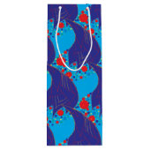 Moderne abstracte BLUE en rode regenboogdruppels Wijn Cadeautas (Achterkant)