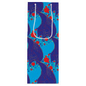 Moderne abstracte BLUE en rode regenboogdruppels Wijn Cadeautas (Voorkant)