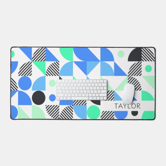 Moderne Abstracte Blue Mint geometrisch Bureaumat (Keyboard & Muis)