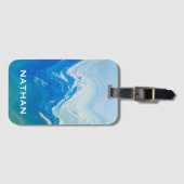 Moderne Abstracte Blue Ocean Art gepersonaliseerd Bagagelabel (Voorkant (horizontaal))