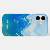 Moderne Abstracte Blue Ocean Art gepersonaliseerd Case-Mate iPhone Case (Achterkant (horizontaal))