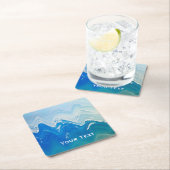 Moderne Abstracte Blue Ocean Art gepersonaliseerd Kartonnen Onderzetters (Insitu)