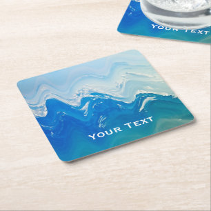 Moderne Abstracte Blue Ocean Art gepersonaliseerd Kartonnen Onderzetters