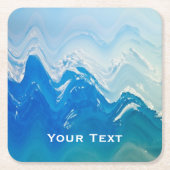 Moderne Abstracte Blue Ocean Art gepersonaliseerd Kartonnen Onderzetters (Voorkant)