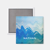 Moderne Abstracte Blue Ocean Art gepersonaliseerd Magneet (Voorkant / Achterkant)