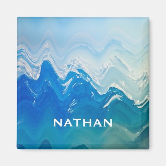 Moderne Abstracte Blue Ocean Art gepersonaliseerd Magneet (Voorkant)