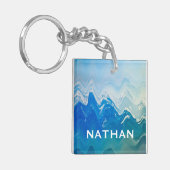 Moderne Abstracte Blue Ocean Art gepersonaliseerd Sleutelhanger (Voorkant Links)