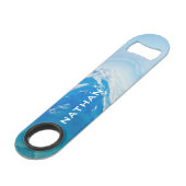 Moderne Abstracte Blue Ocean Art gepersonaliseerd Speed Flessenopener (Voorkant Gekanteld)