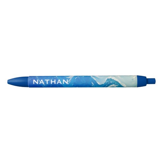 Moderne Abstracte Blue Ocean Art gepersonaliseerd Zwarte Inkt Pen (Voorkant)