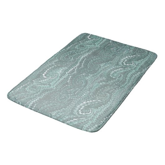 Moderne Abstracte Blue Swirls Marble Pattern Badmat (Gekanteld)