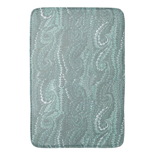 Moderne Abstracte Blue Swirls Marble Pattern Badmat (Voorkant Verticaal)