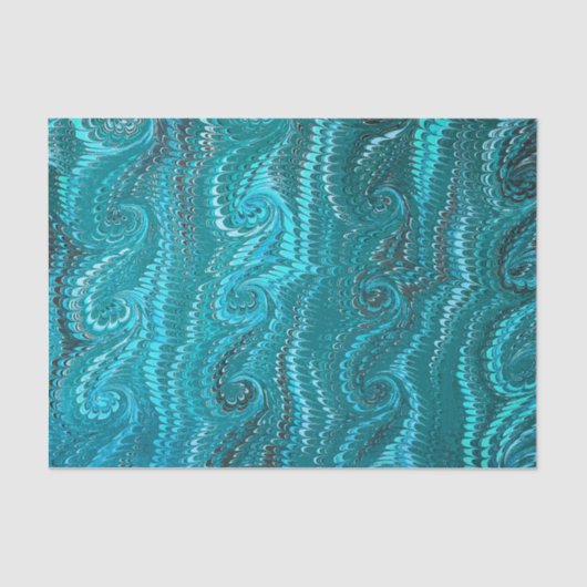 Moderne Abstracte Blue Swirls Marble Pattern Tissuepapier (Voorkant)