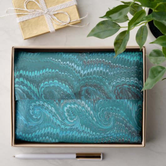 Moderne Abstracte Blue Swirls Marble Pattern Tissuepapier (Geschenk)